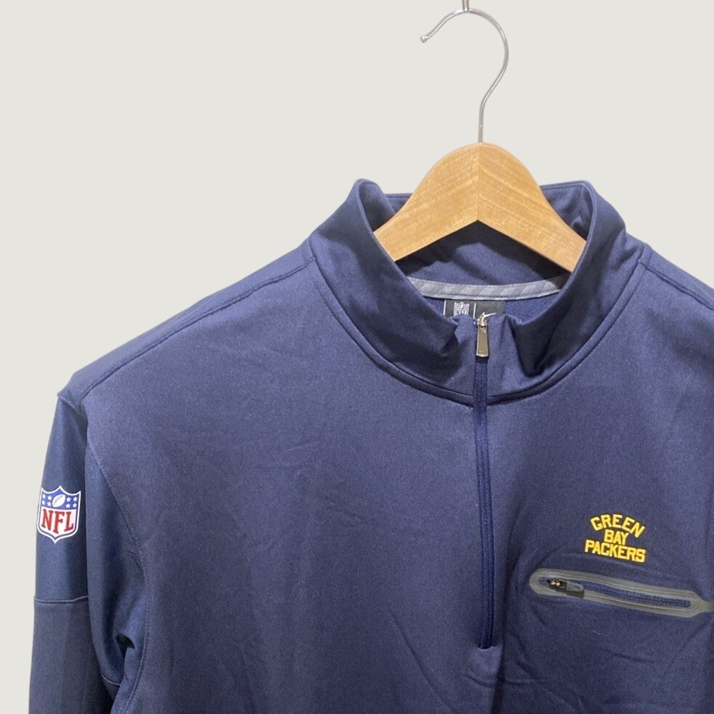 Nike NFL Green Bay Packers Dri-FIT Quarter Zip Pullover Navy Blue‎ Mens XXL
